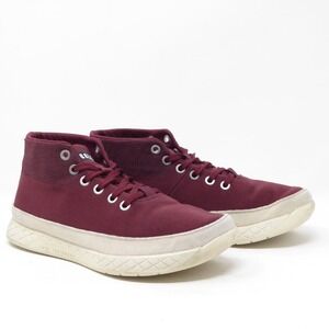 NOBULL Canvas Mid Top Trainer Sneakers Women US 7.5 Cabernet Red Beige Lace Up